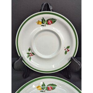 Yamaka Noel Stoneware Japan Christmas Saucers 5 3/4" Replacement Set of 4
